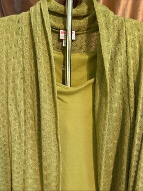 Ruby Rd. Green Open-Front Knit Cardigan